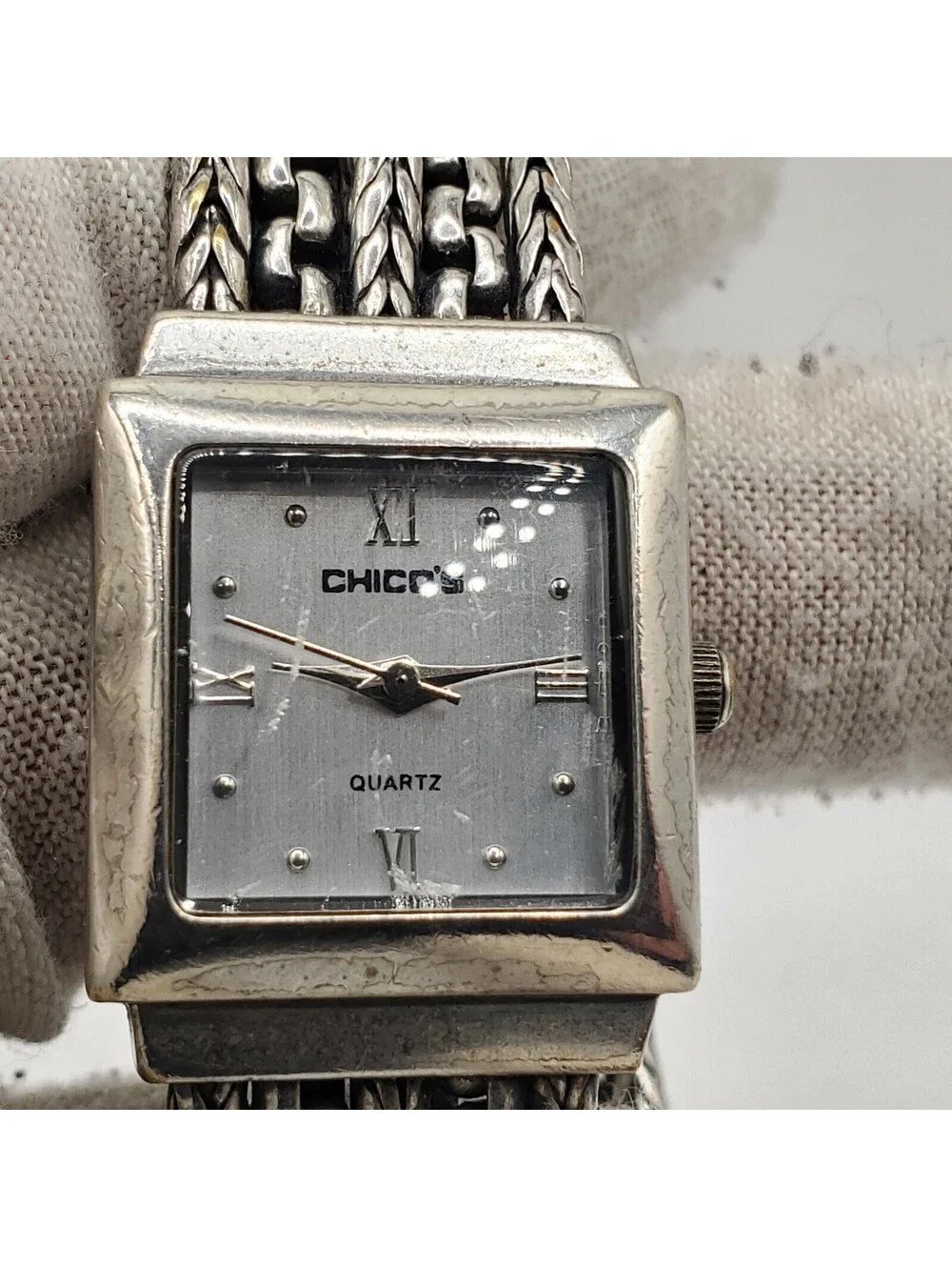Chico's Quartz Chain Band Womens Watch 21mm Square New Battery